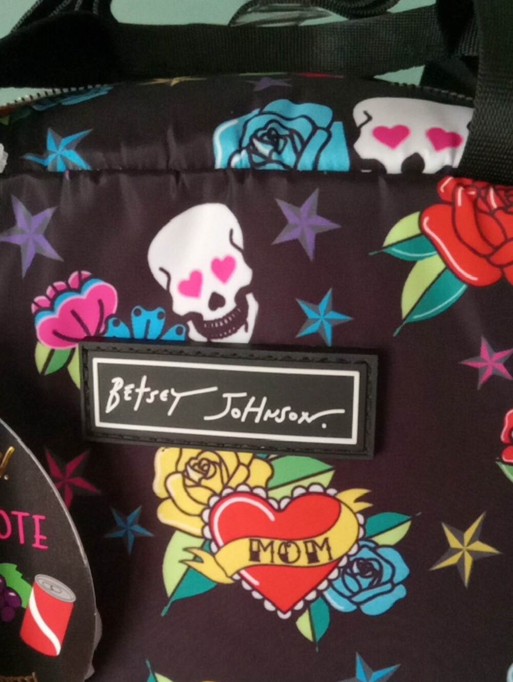 Betsey Johnson Black Skull Lunch Tote XL - Picture 2 of 6